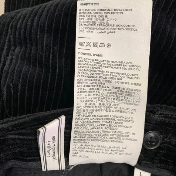 AMI by ALEXANDRE MATTIUSSI Size L Black Corduroy Cotton Button Fly Casual Pants